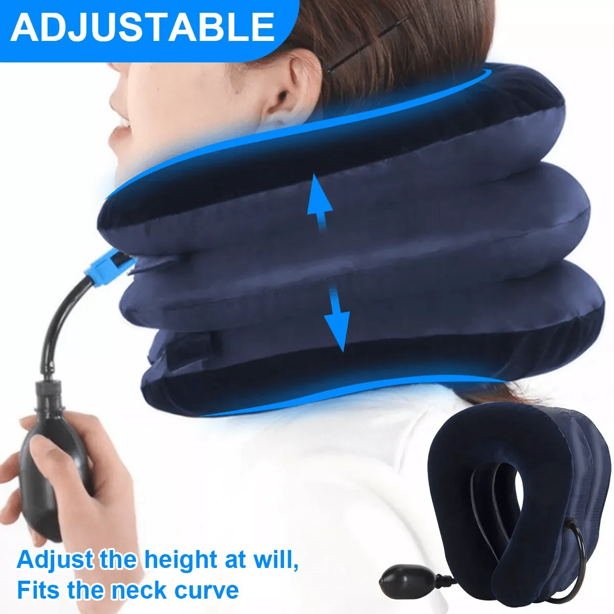 1 Pack Adjustable Inflatable Neck Pillow - Image 1