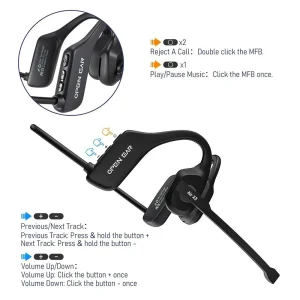 Bluetooth 5.3 Open Ear Wireless Headset With Dual Noise Cancelling Mic Bone Conduction Headphones - Thumbnail Image 7