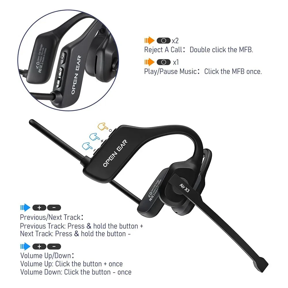 Bluetooth 5.3 Open Ear Wireless Headset With Dual Noise Cancelling Mic Bone Conduction Headphones - Image 7