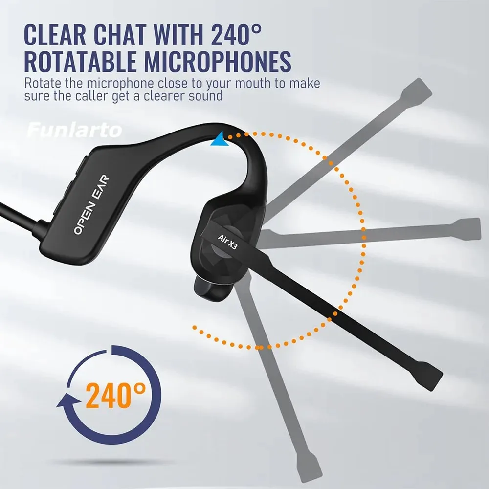Bluetooth 5.3 Open Ear Wireless Headset With Dual Noise Cancelling Mic Bone Conduction Headphones - Image 4