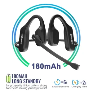 Bluetooth 5.3 Open Ear Wireless Headset With Dual Noise Cancelling Mic Bone Conduction Headphones - Thumbnail Image 5