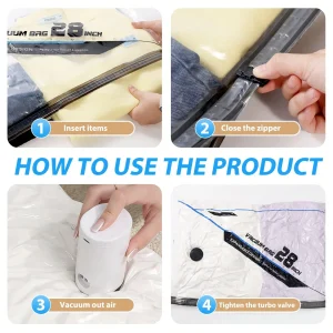 16 Pack Travel Vacuum Storage Bags With Electric Air Pump Modern Clear Reusable Compression Sealing Bags - Thumbnail Image 5
