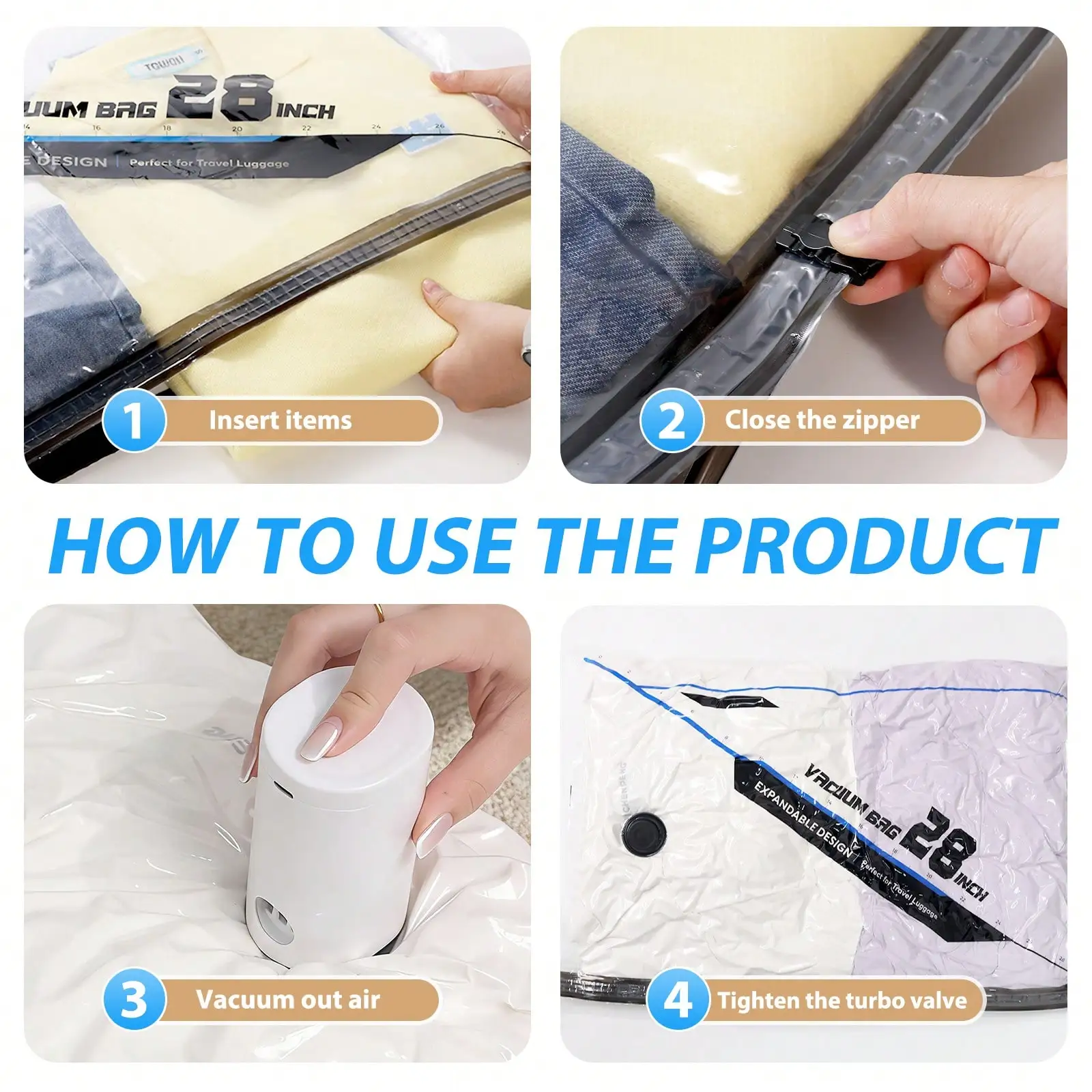 16 Pack Travel Vacuum Storage Bags With Electric Air Pump Modern Clear Reusable Compression Sealing Bags - Image 5