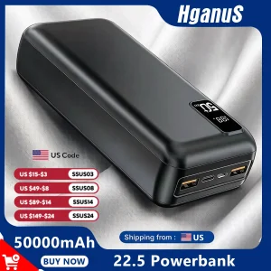 Hganus 50000mAh Powerbank 22.5W Fast Charge Protable Powerbank