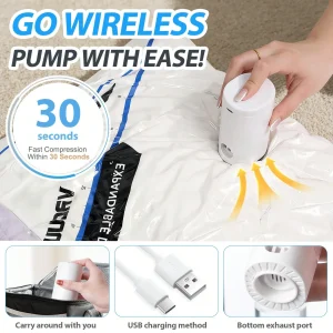 16 Pack Travel Vacuum Storage Bags With Electric Air Pump Modern Clear Reusable Compression Sealing Bags - Thumbnail Image 4