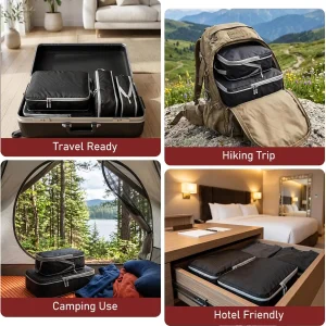 4Pcs/Set Travel Compression Packing Cubes Bag S/M/L/X Portable Suitcase - Thumbnail Image 2