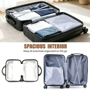 2 Piece Hardside Luggage Set - 20 Inch Carry On Suitcase with TSA Lock - Thumbnail Image 2