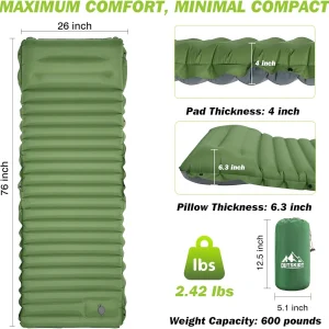 Extra Thick 4 Inch Camping Sleeping Pad - Thumbnail Image 5