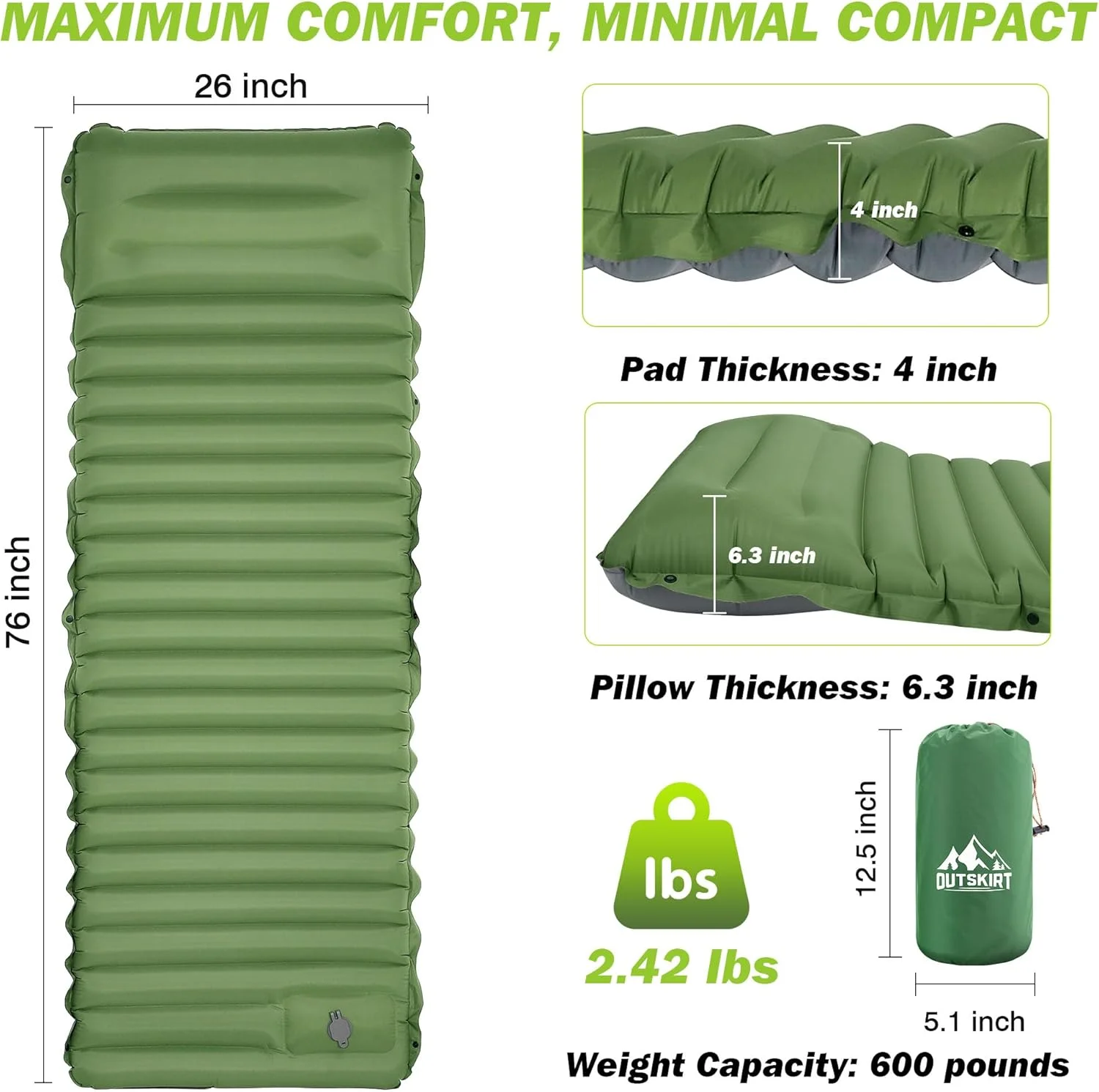 Extra Thick 4 Inch Camping Sleeping Pad - Image 5