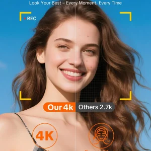 4K Digital Camera for Photography,4k Camera with Ring Light，180° Flip Screen Camera for Vlogging with Beauty Mode - Thumbnail Image 5
