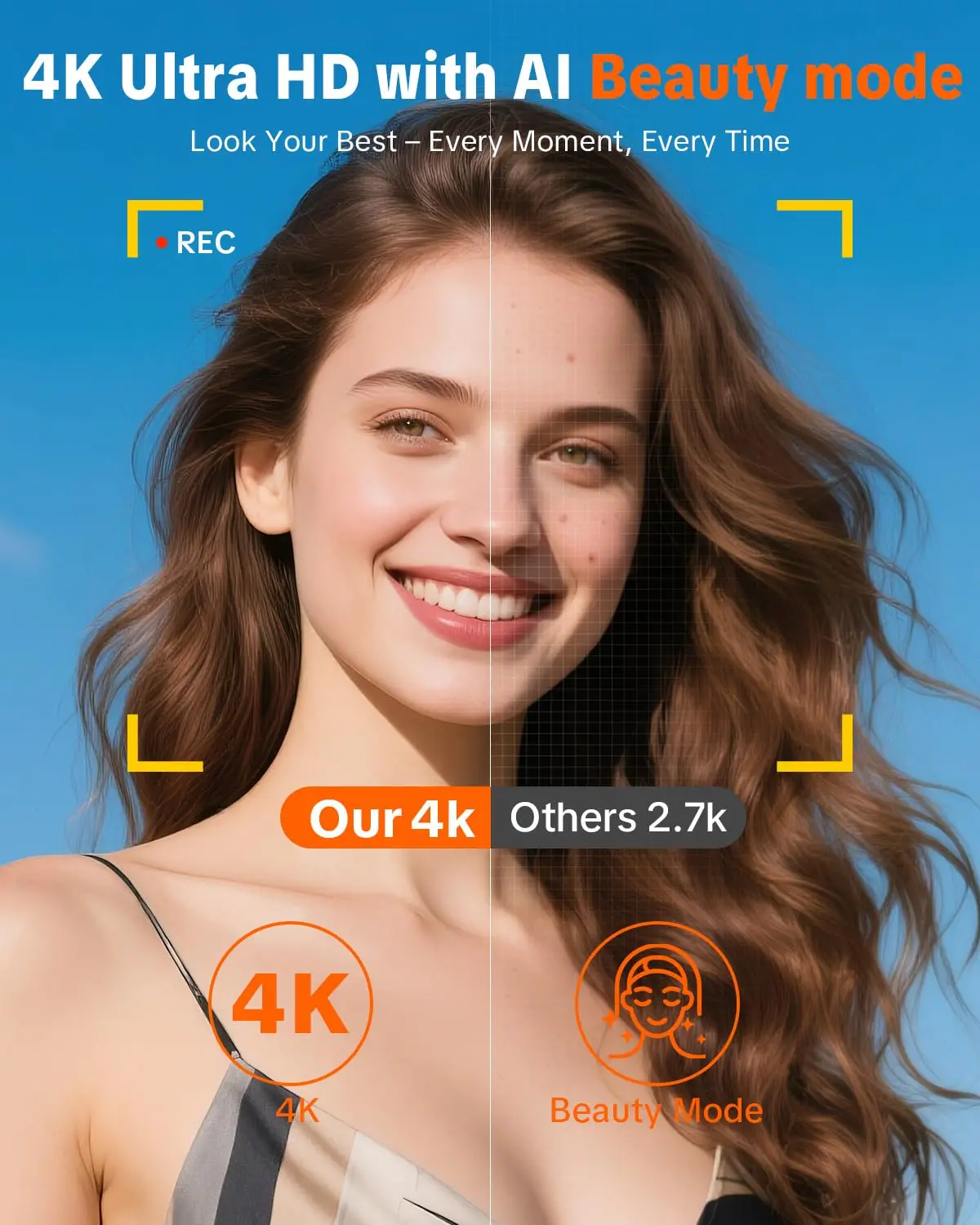 4K Digital Camera for Photography,4k Camera with Ring Light，180° Flip Screen Camera for Vlogging with Beauty Mode - Image 5