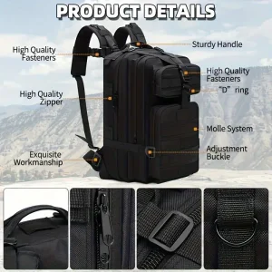 1pc 25L hiking daypack backpack Lightweight Rucksack bag for men and women Tactical Traveling Cycling Outdoor Sport - Thumbnail Image 6
