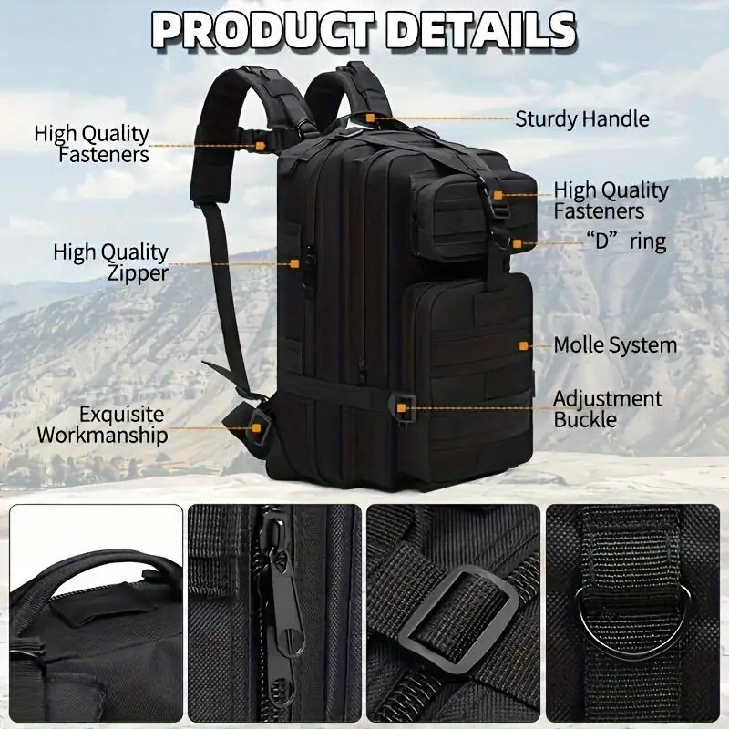 1pc 25L hiking daypack backpack Lightweight Rucksack bag for men and women Tactical Traveling Cycling Outdoor Sport - Image 6