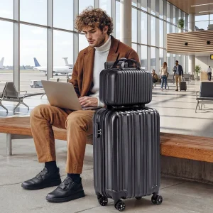 2 Piece Hardside Luggage Set - 20 Inch Carry On Suitcase with TSA Lock - Thumbnail Image 8