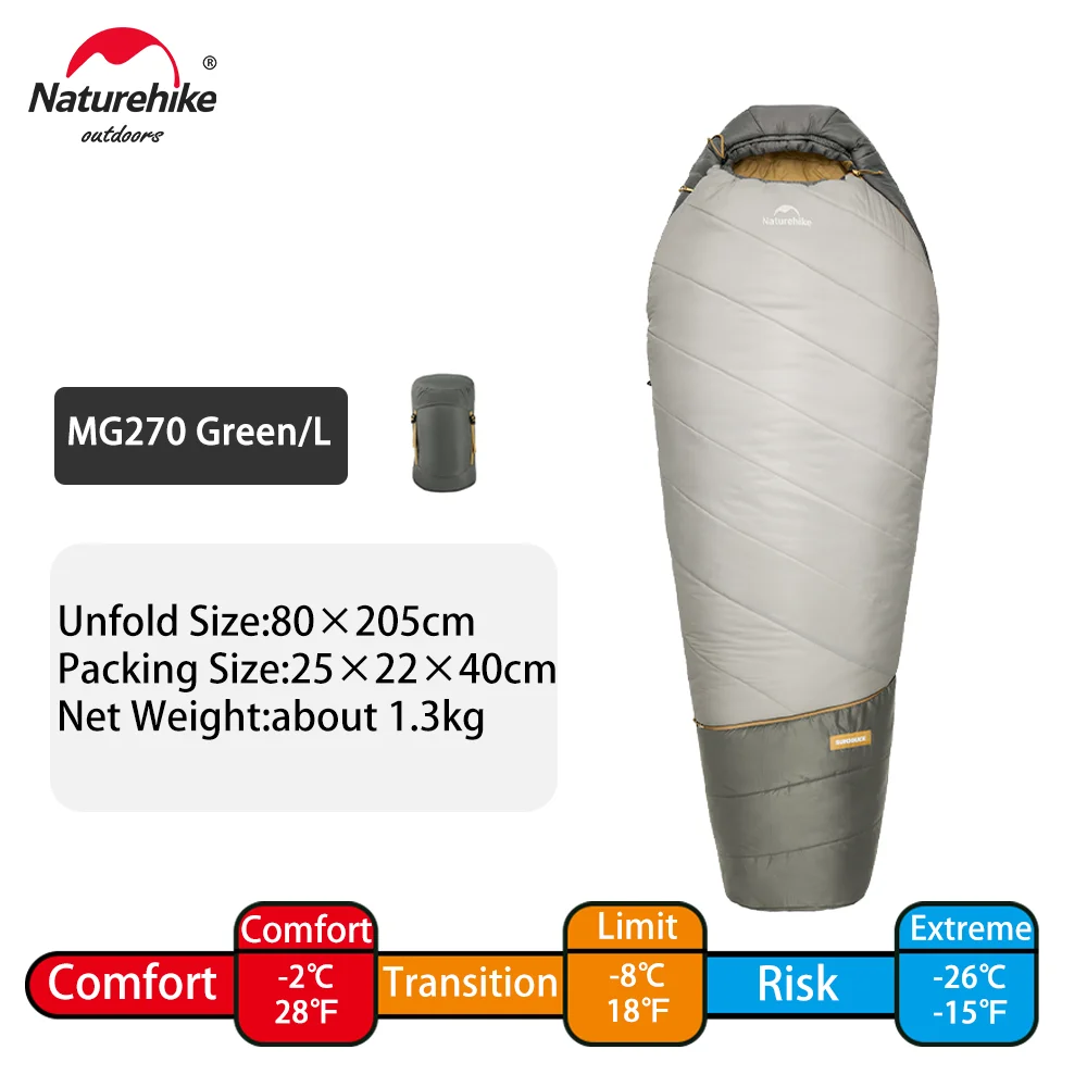 Naturehike MG120 MG270 Mummy Sleeping Bag -2~5℃ Ultralight Camping Hiking Cotton Warm Thermal Winter Machine Washable Tour Gear - Image 10