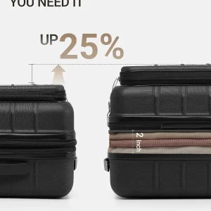 TAKUMI Suitcases with Wheels, Expandable Carry on Luggage, Black, 20 Inch - Thumbnail Image 7