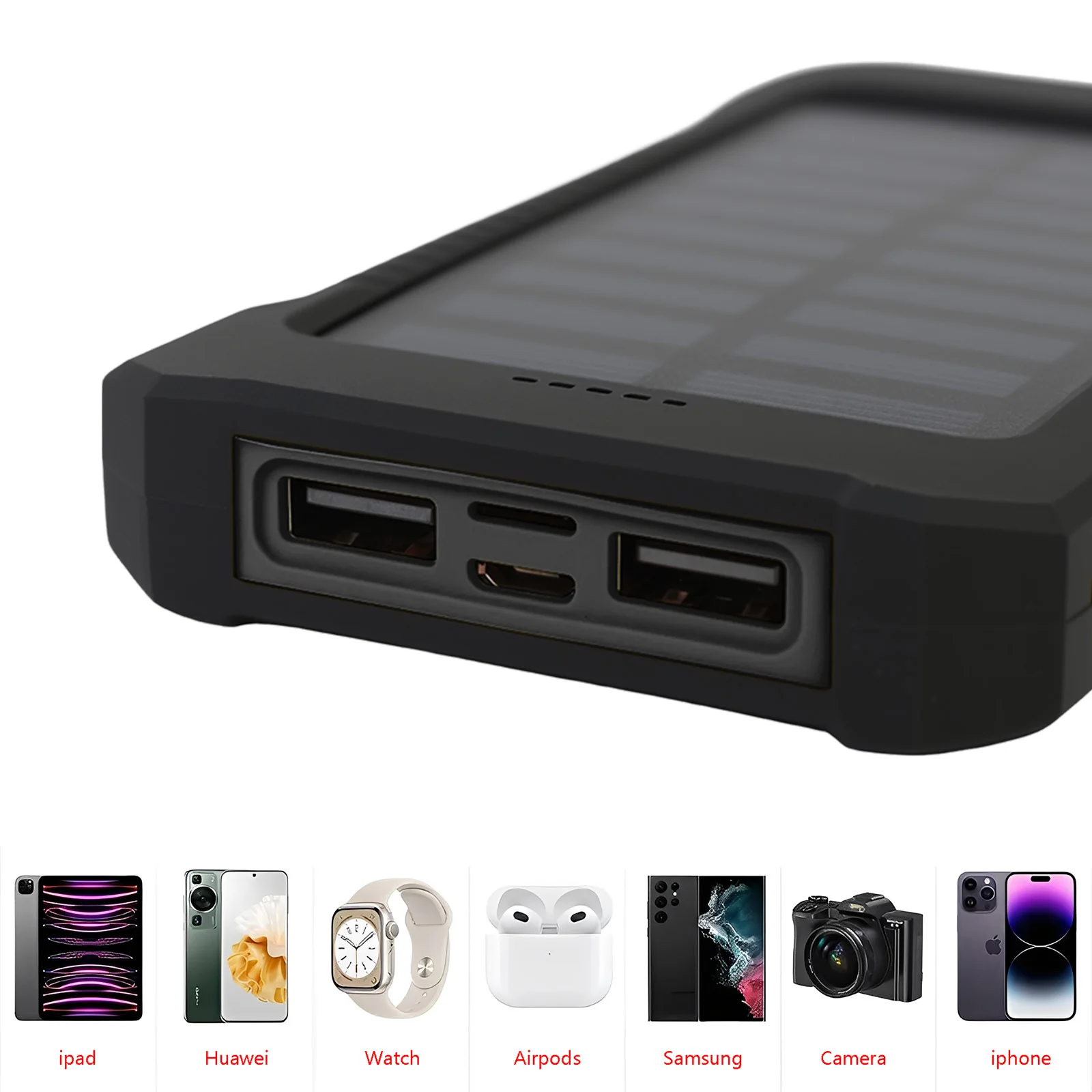 26800mAh Solar Power Bank Dual USB Portable Waterproof Charger - Image 6
