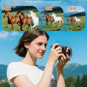 4K Digital Camera for Photography,4k Camera with Ring Light，180° Flip Screen Camera for Vlogging with Beauty Mode - Thumbnail Image 7