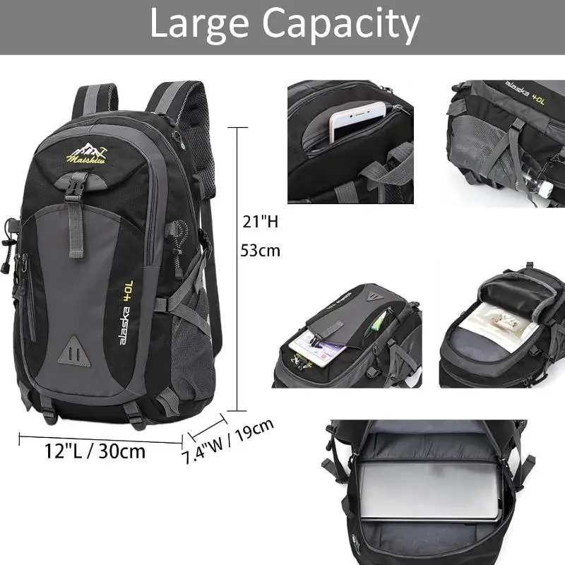 1pc 40L Hiking Daypack Backpack Lightweight Rucksack For Men And Women Camping Traveling Cycling Large Capacity - Image 6