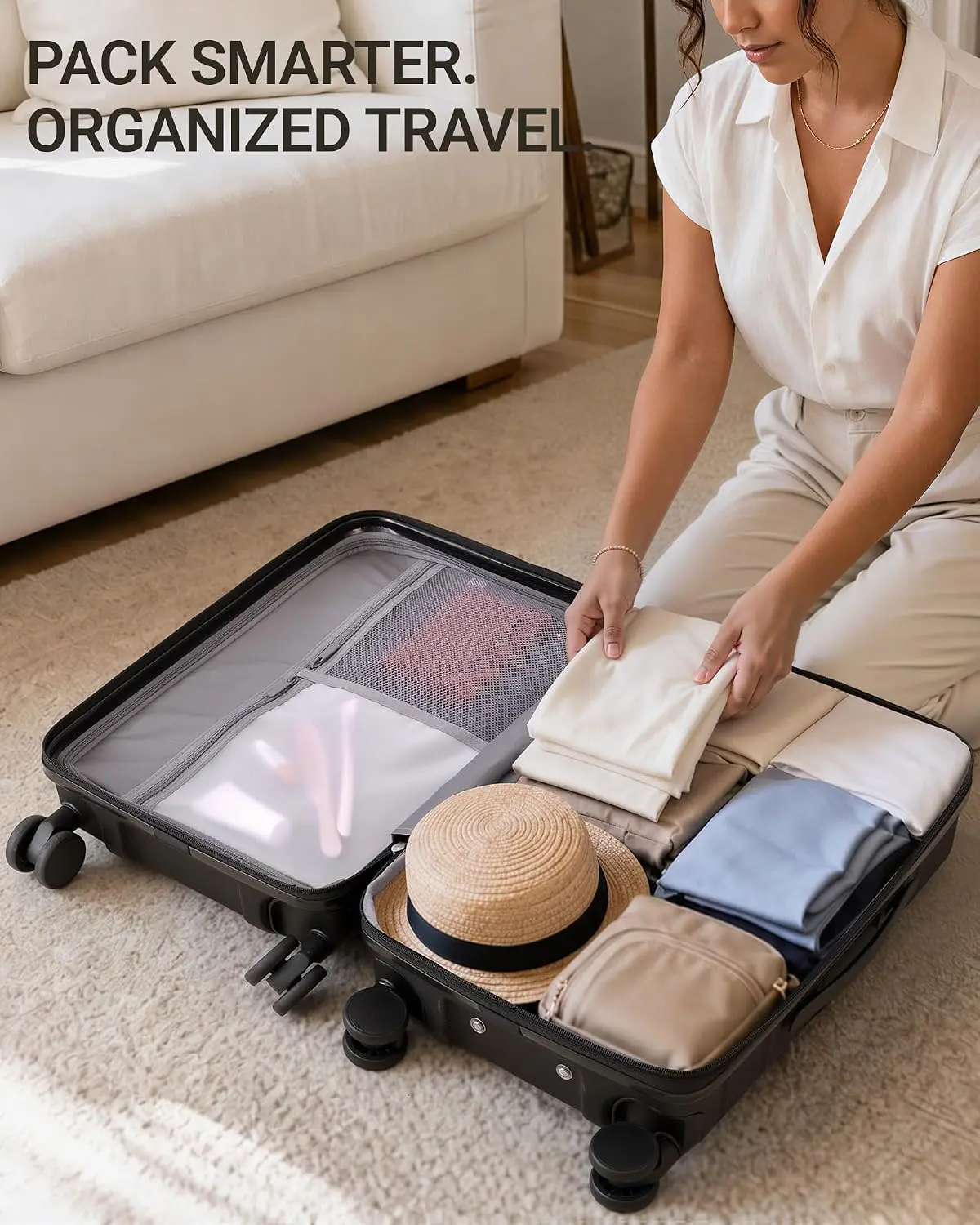 TAKUMI Suitcases with Wheels, Expandable Carry on Luggage, Black, 20 Inch - Image 8