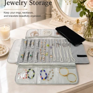 Velvet Travel Jewelry Case Roll Bag Organizer - Thumbnail Image 6
