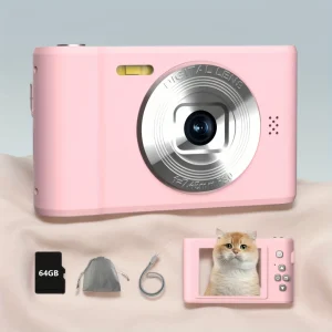 FUNNY PANDA Pink Digital Camera, 44MP 1080P Vlogging Camera with 16X Zoom - Thumbnail Image 8