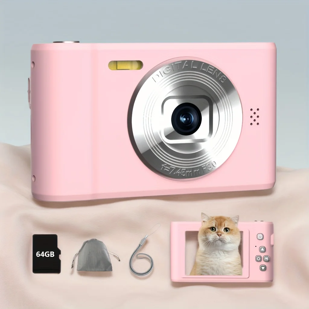 FUNNY PANDA Pink Digital Camera, 44MP 1080P Vlogging Camera with 16X Zoom - Image 8
