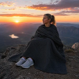 Hooded Camping Blanket, 78.74"×55.12" Waterproof Fleece Outdoor Throw - Thumbnail Image 5