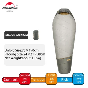 Naturehike MG120 MG270 Mummy Sleeping Bag -2~5℃ Ultralight Camping Hiking Cotton Warm Thermal Winter Machine Washable Tour Gear - Thumbnail Image 11