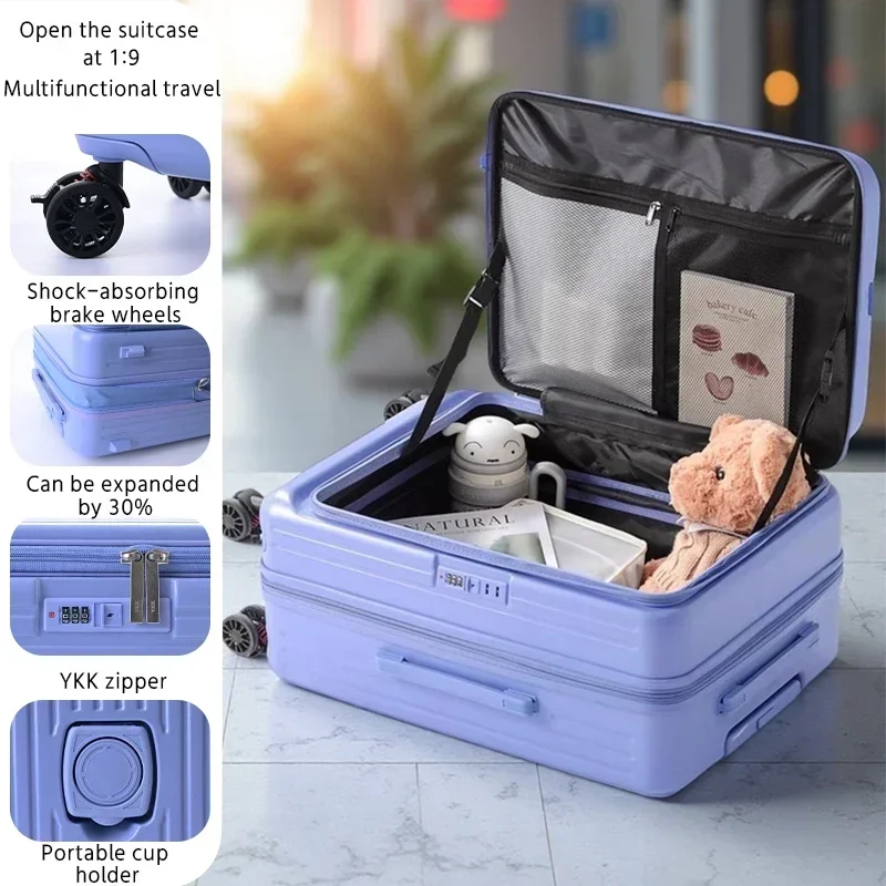 Multifunctional Front Opening Expandable Suitcase - Image 3