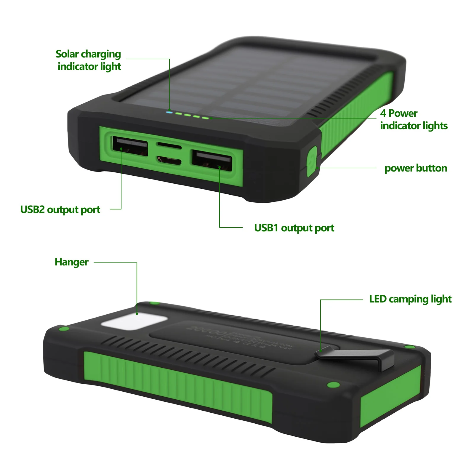 26800mAh Solar Power Bank Dual USB Portable Waterproof Charger - Image 5