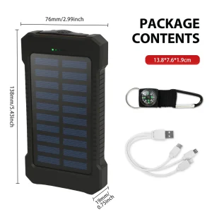 26800mAh Solar Power Bank Dual USB Portable Waterproof Charger - Thumbnail Image 7