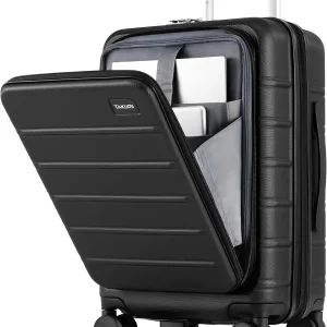 TAKUMI Suitcases with Wheels, Expandable Carry on Luggage, Black, 20 Inch