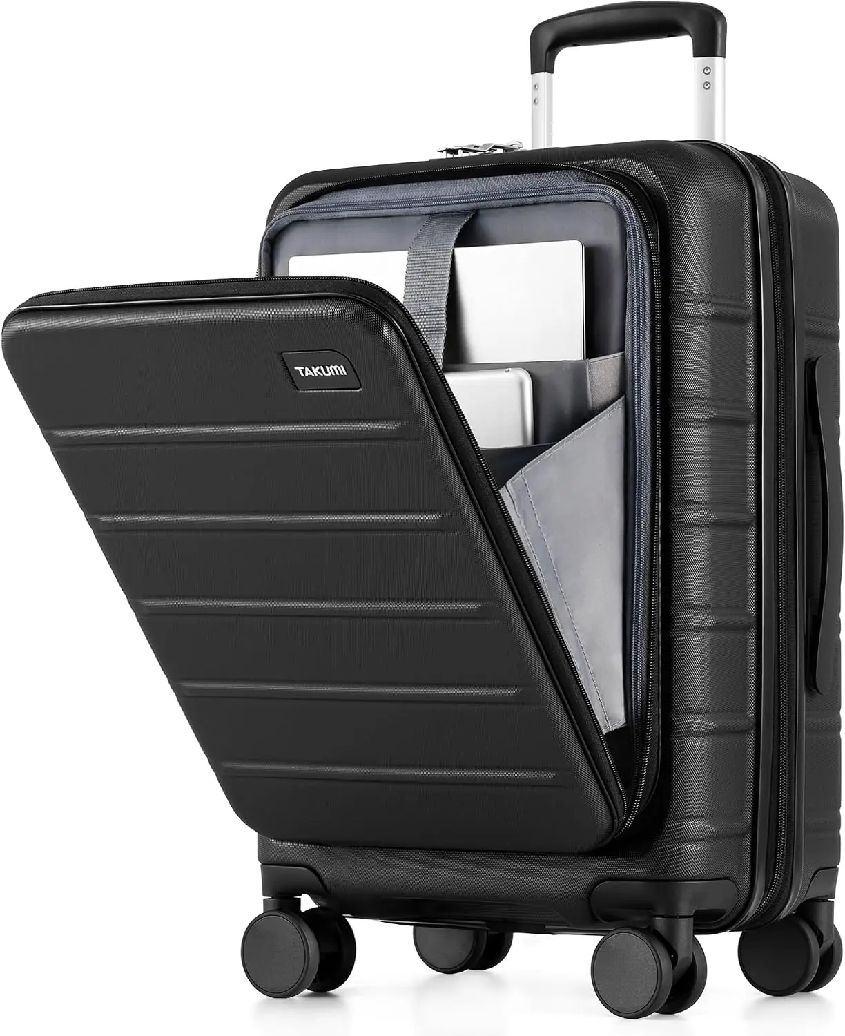 TAKUMI Suitcases with Wheels, Expandable Carry on Luggage, Black, 20 Inch - Image 1
