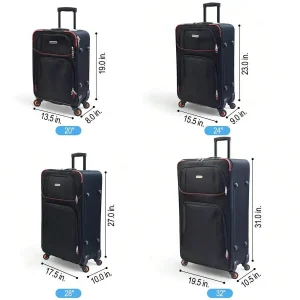 4-Piece Softside Spinner Luggage Set – Lightweight Travel Bags With 360° Wheels, Multiple Pockets & Telescopic Handles - Thumbnail Image 5