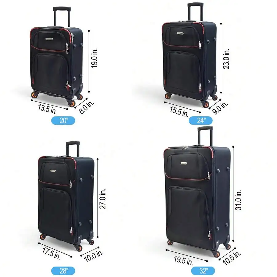 4-Piece Softside Spinner Luggage Set – Lightweight Travel Bags With 360° Wheels, Multiple Pockets & Telescopic Handles - Image 5