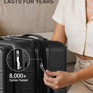 TAKUMI Suitcases with Wheels, Expandable Carry on Luggage, Black, 20 Inch - Thumbnail Image 5
