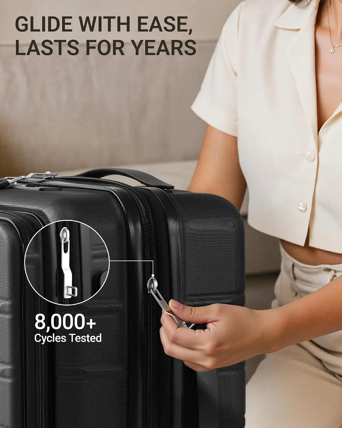 TAKUMI Suitcases with Wheels, Expandable Carry on Luggage, Black, 20 Inch - Image 5