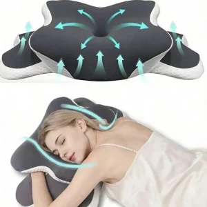 Ergonomic Memory Foam Butterfly Neck Pillow With C-Shape/Dual Height Adjustment - Thumbnail Image 3