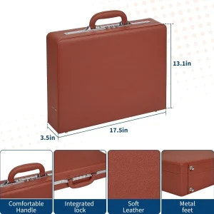 Professional Leather Men Briefcase 15.6" Laptop Work Office - Thumbnail Image 2