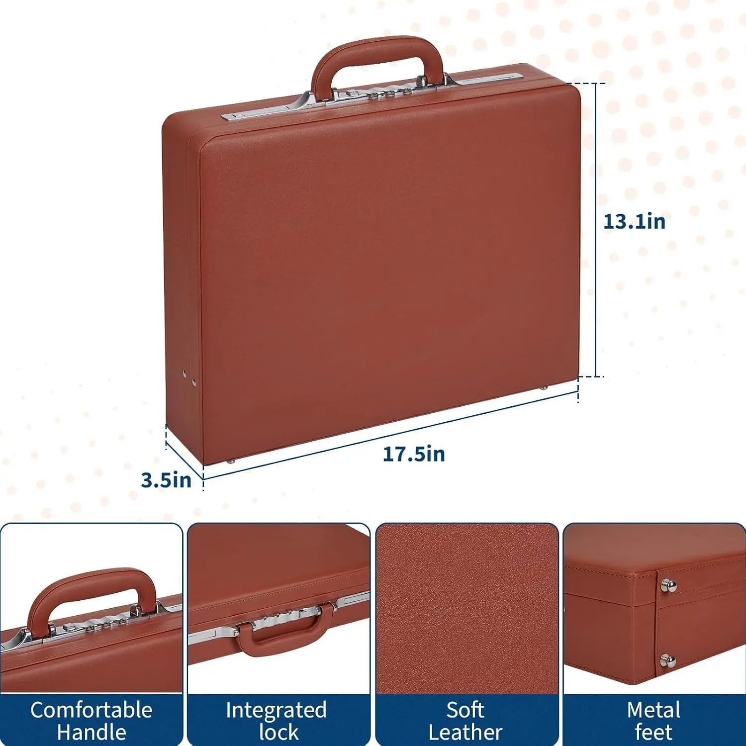 Professional Leather Men Briefcase 15.6" Laptop Work Office - Image 2