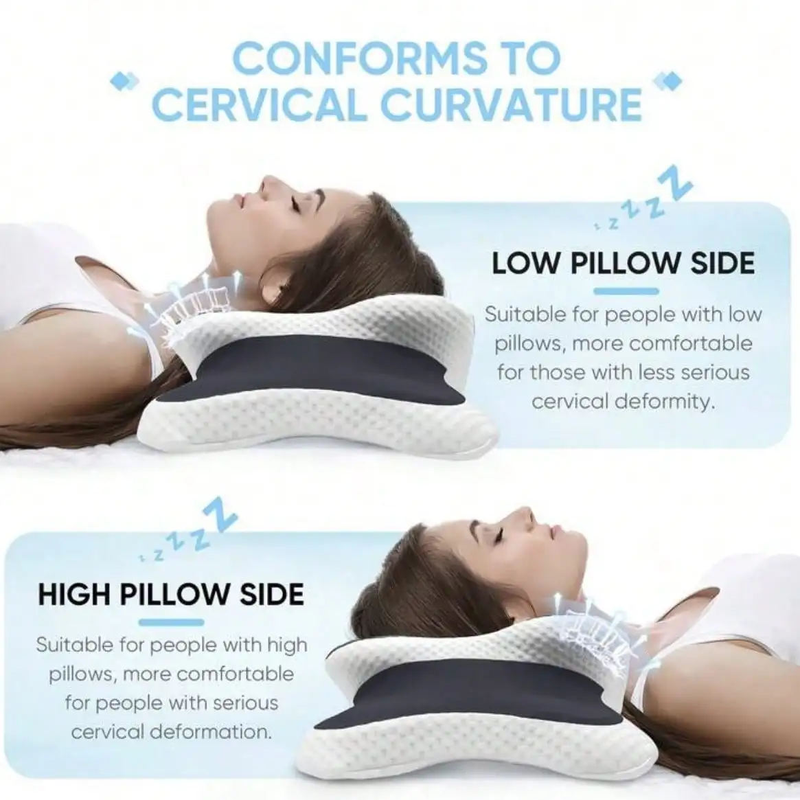 Ergonomic Memory Foam Butterfly Neck Pillow With C-Shape/Dual Height Adjustment - Image 5