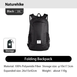 Naturehike Ultra Lightweight 18L Camping Backpack Portable Waterproof Nylon Bags Man Outdoor Hiking Sports Travel Backpack - Thumbnail Image 8
