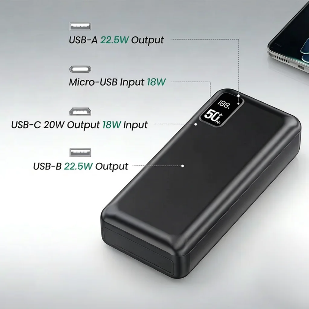 Hganus 50000mAh Powerbank 22.5W Fast Charge Protable Powerbank - Image 3