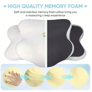 Ergonomic Memory Foam Butterfly Neck Pillow With C-Shape/Dual Height Adjustment - Thumbnail Image 6