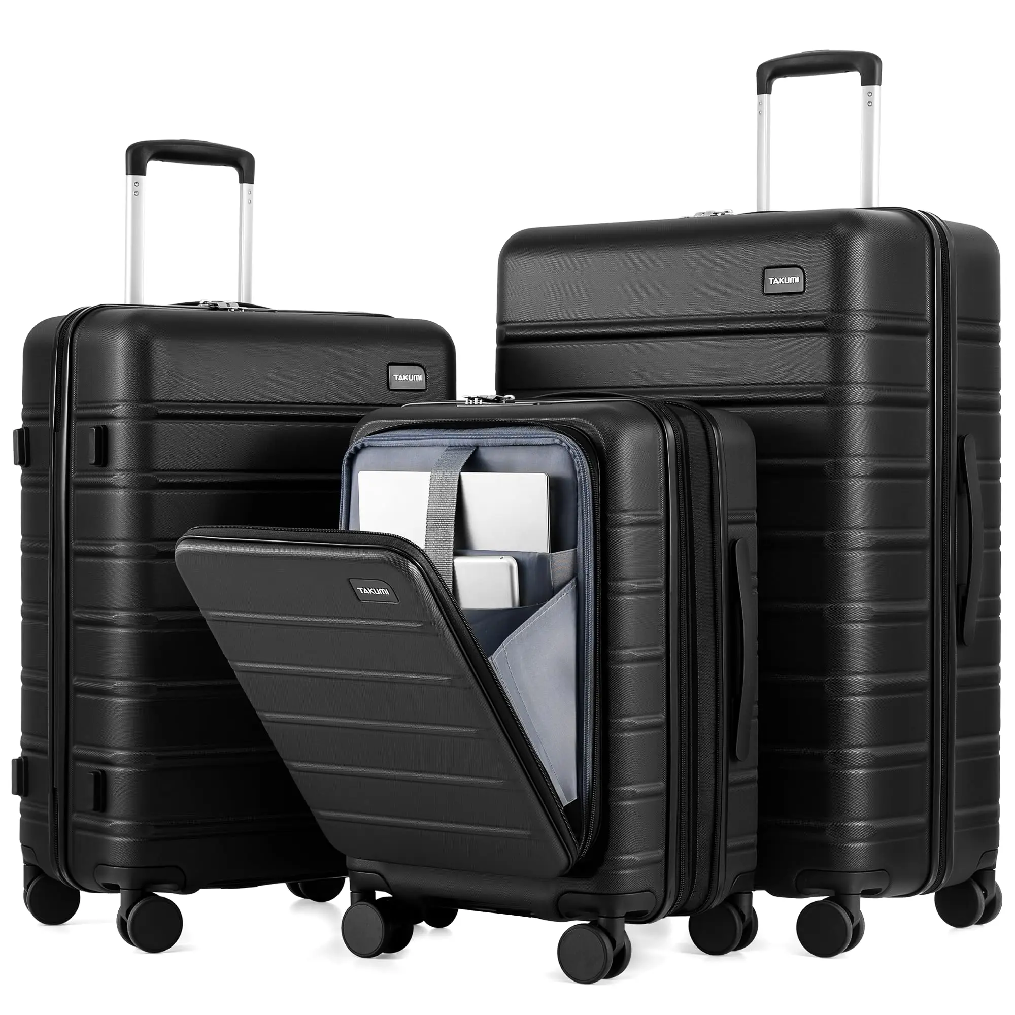 TAKUMI Suitcases with Wheels, Expandable Carry on Luggage, Black, 20 Inch - Image 9