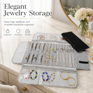 Velvet Travel Jewelry Case Roll Bag Organizer - Thumbnail Image 3