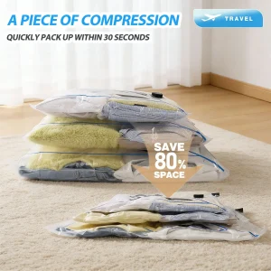 16 Pack Travel Vacuum Storage Bags With Electric Air Pump Modern Clear Reusable Compression Sealing Bags - Thumbnail Image 6
