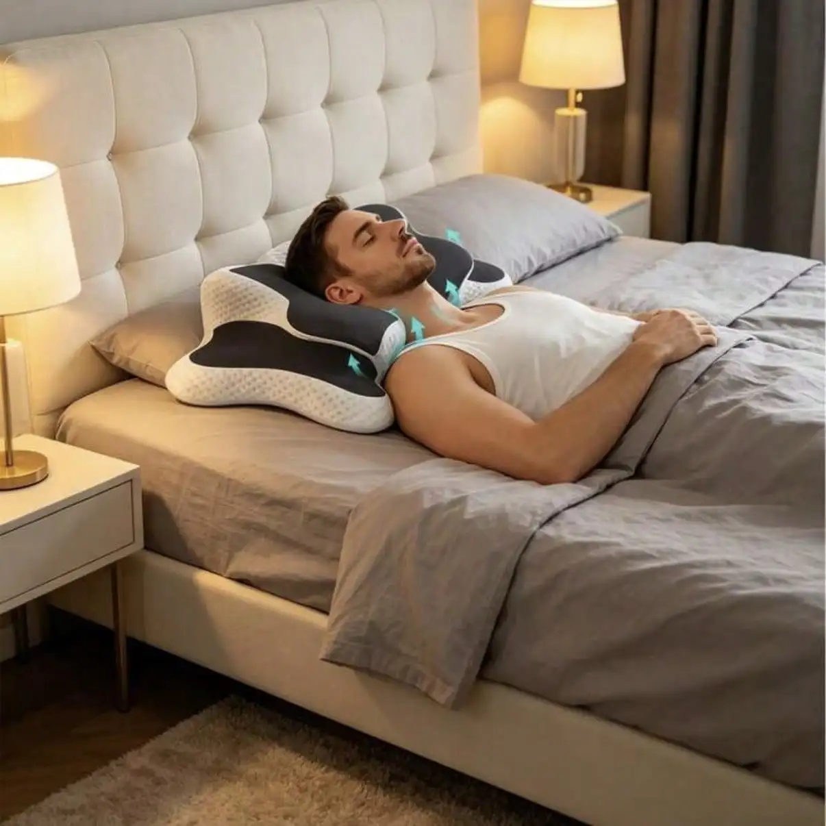 Ergonomic Memory Foam Butterfly Neck Pillow With C-Shape/Dual Height Adjustment - Image 2