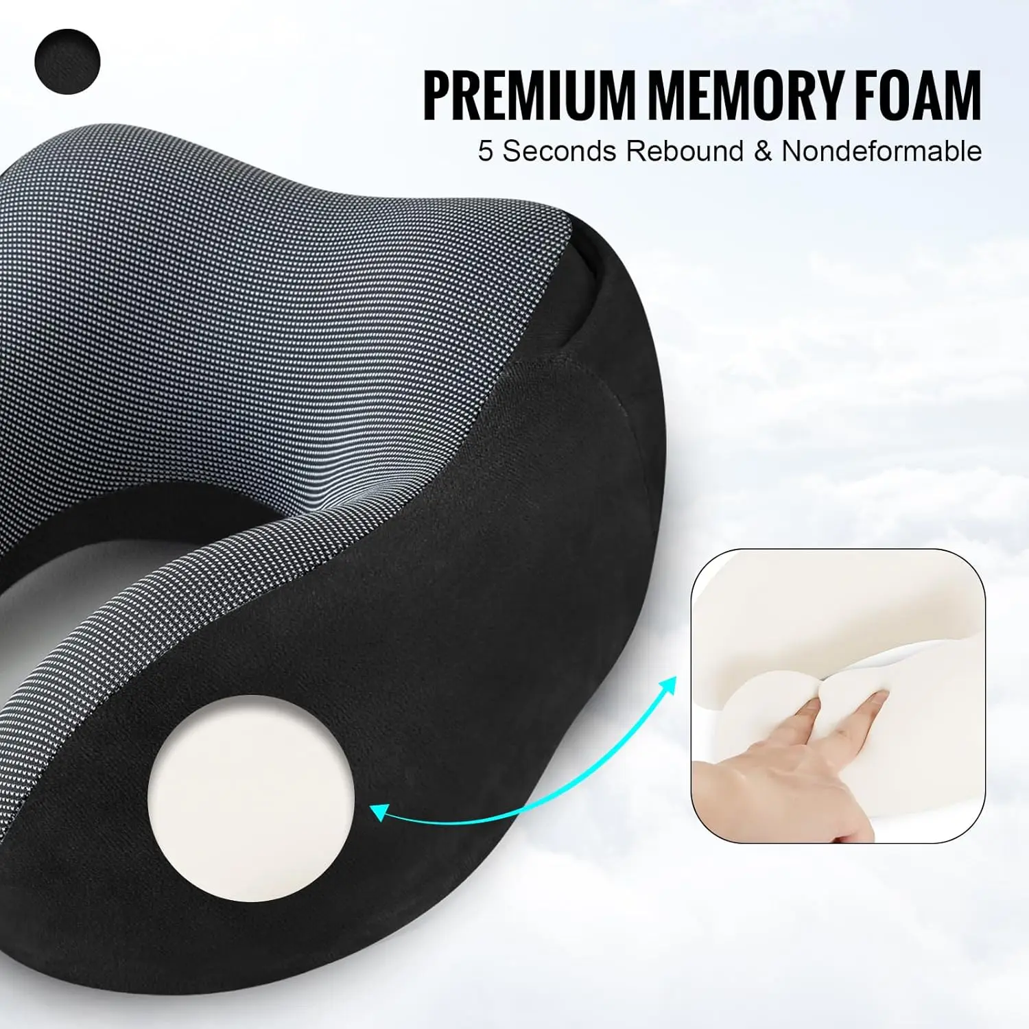 Travel Pillow, Neck Pillow for Travel with Hood - Image 3